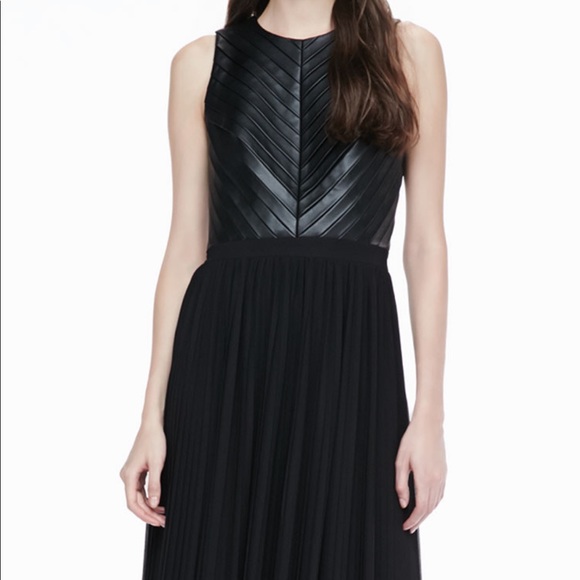 Cynthia Steffe Florence Leather Chiffon Maxi Dress - Picture 10 of 11